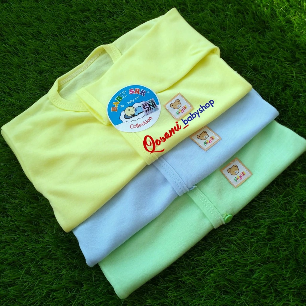 BABY SRR 3 pcs Baju KANCING PANJANG POLOS Bayi Newborn SNI