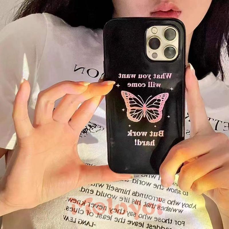 Soft Case Tpu Glossy Motif Kupu-Kupu Untuk IPhone 7 8 Plus XR 11 13 12 Pro Max 8 X XS Max SE 2020