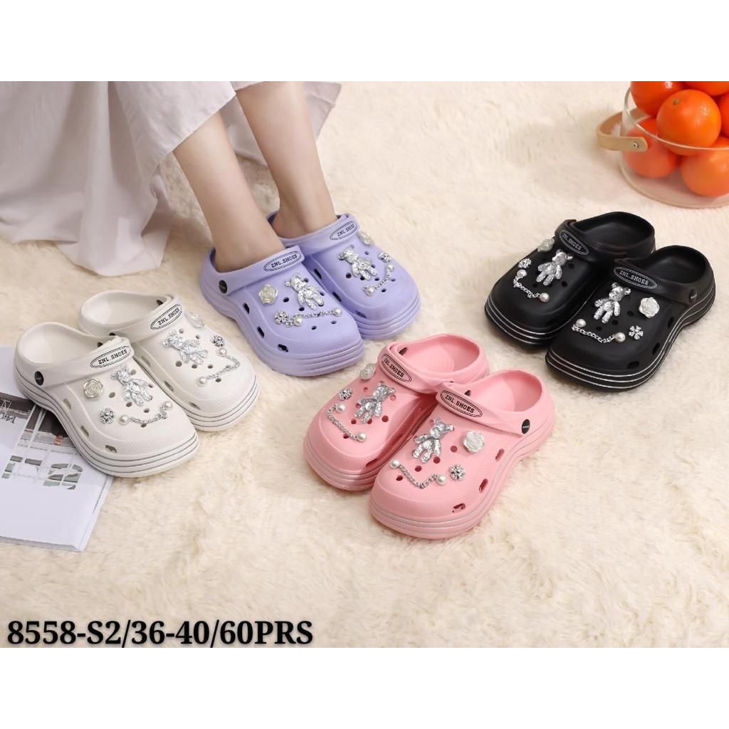 PROMO NGABISIN STOCK !!! BAIM RANTAI BEAR - SANDAL BAIM WANITA IMPORT NYAMAN UNIK CANTIK LUCU ANEKA WARNA KUBANG LUBANG KARET RUBBER ELASTIS ANTI SLIP 1217