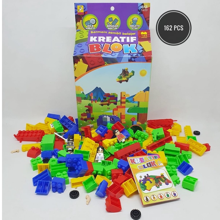 Mainan Edukasi Kreatif Blok isi 162pcs Puzzle Susun Puzzle Block