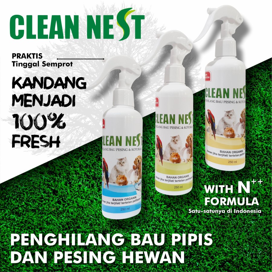 Clean Nest Penghilang Bau Pesing Kotoran Kandang Pasir Kucing Anjing