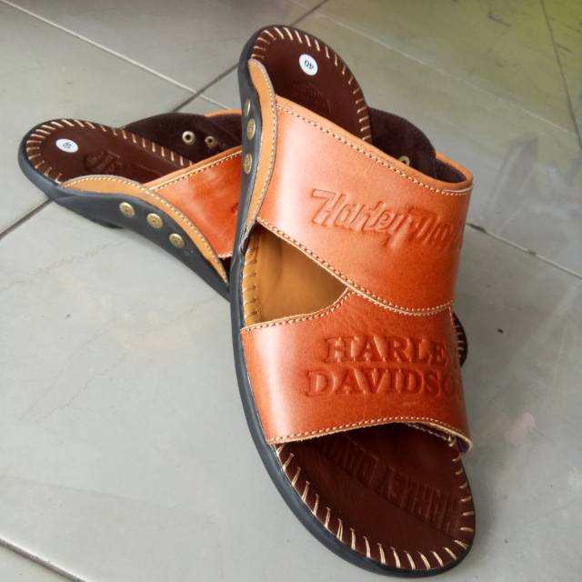 Sandal kulit pria Harley Davidson