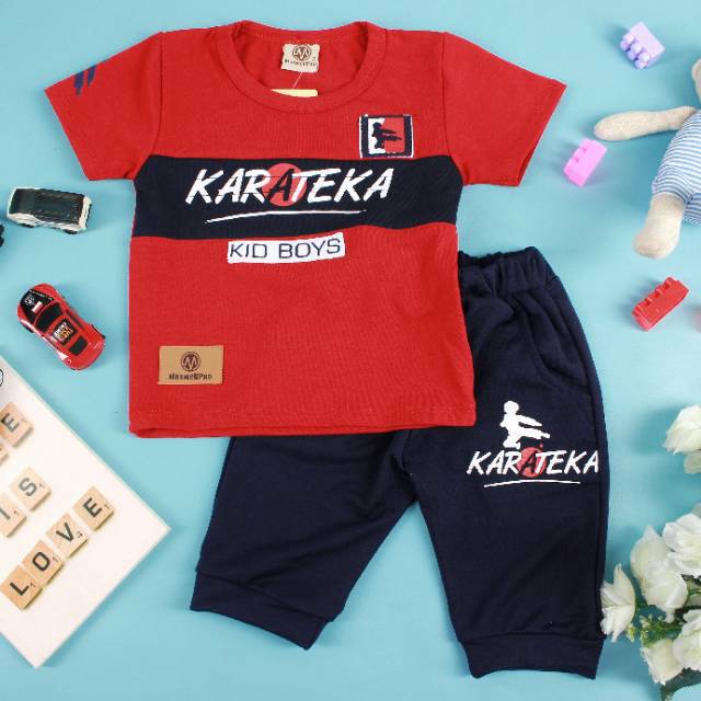 Setelan 123 cowok maxwellpro baju kaos celana joger anak bayi usia 6 sampai 24 bulan
