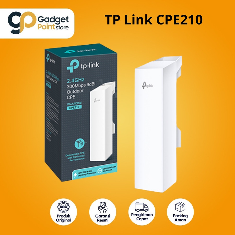 TP Link CPE210 2.4GHz 300Mbps 9dBi Outdoor CPE - Garansi 1 Tahun