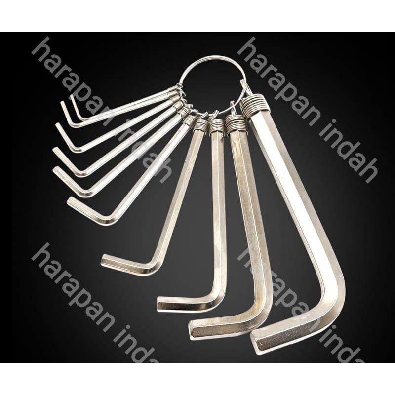 Kunci L Full set Tools HEX KEY RING 1 2 3 4 5 6 7 8 9 10 mm