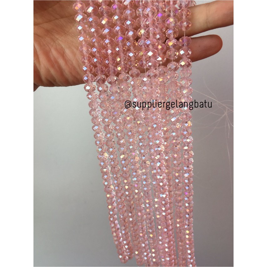 Crystal Ceko Doff 8mm PINK BENING aksesoris beads manik quartz kuarsa bahan gelang kalung olshop