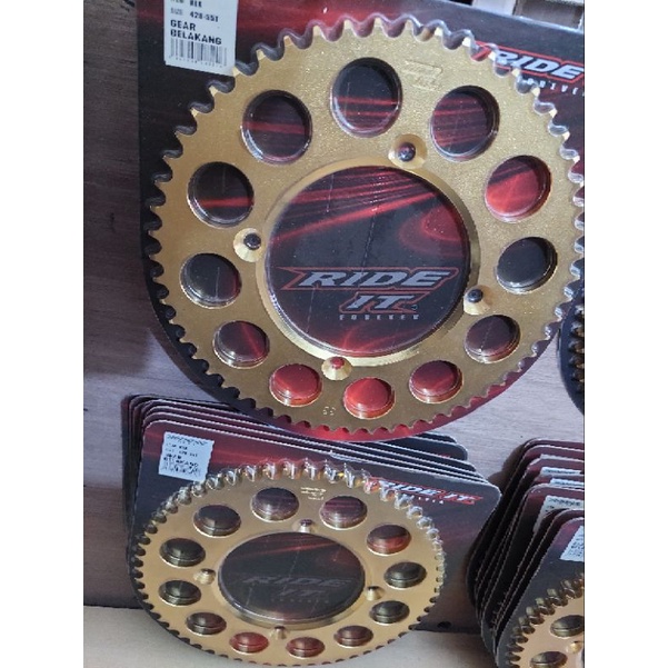 Gear set KLX D traker 150 , KLX BF  428 gir depan belakang rantai warna gold Ride it