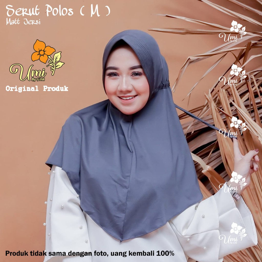 HIJAB INSTAN SERUT POLOS JERSEY SIZE M