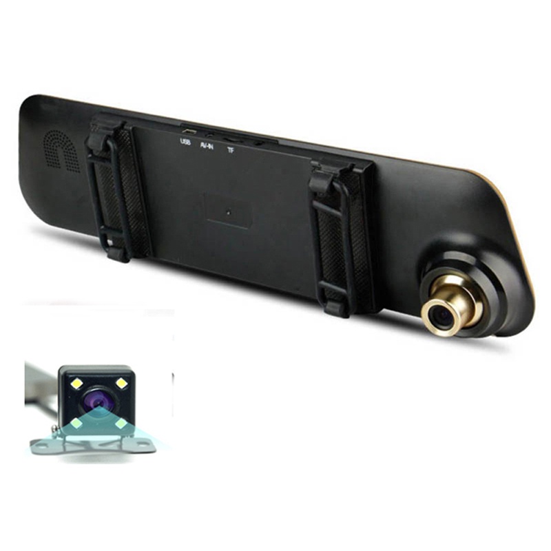 Kaca Spion DVR Dual Kamera 1080P 4.3 Inch Display - YX598 - Black - Blue