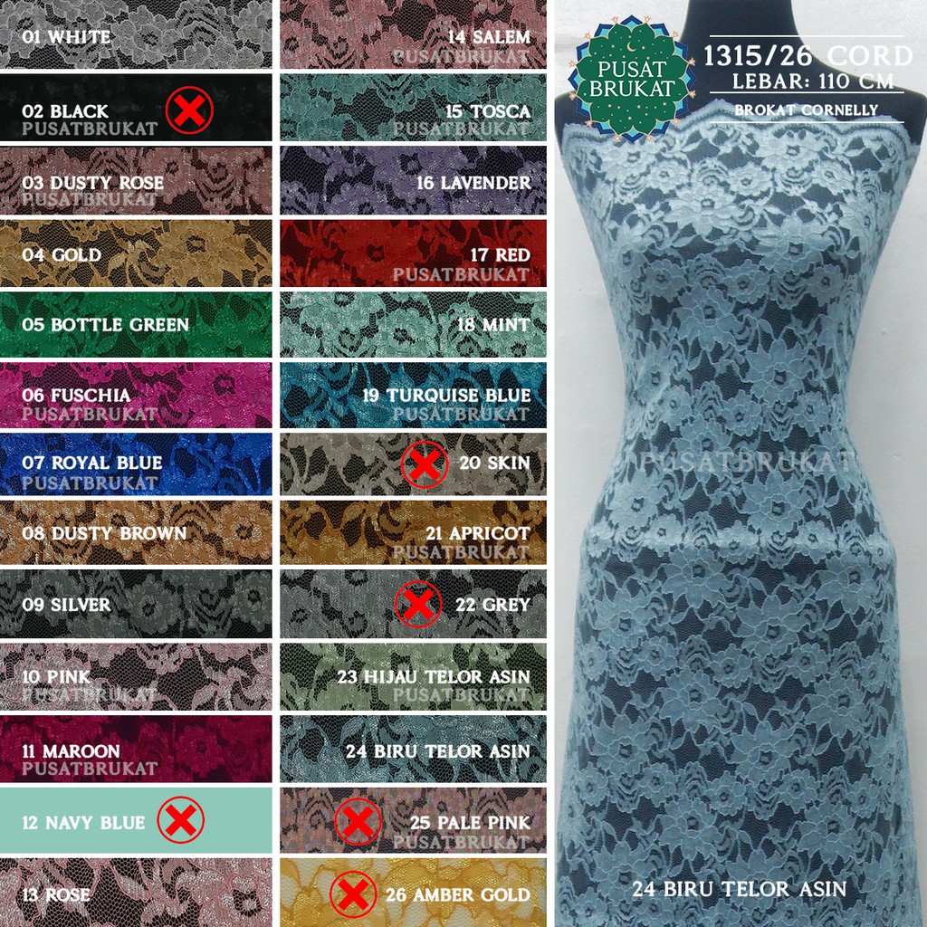 KAIN BRUKAT TULANG / BAHAN KEBAYA BROKAT CORNELI CORNELLY ASHA - LP 1315 CORD BRT - [harga per 0.5m]