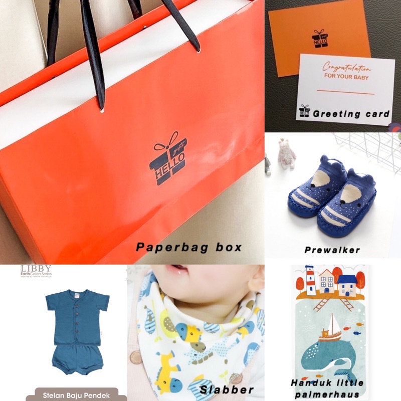 Gift box hampers perlengkapan bayi baru lahir baju bayi little palmerhaus parcel kado bayi laki laki