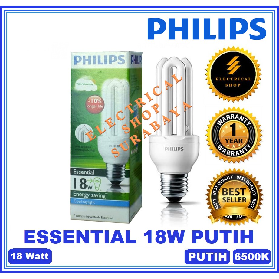 PHILIPS LAMPU ESSENTIAL 18W 18 WATT PUTIH (HARGA GROSIR &amp; GARANSI) JARI CDL PROMO MURAH ORIGINAL