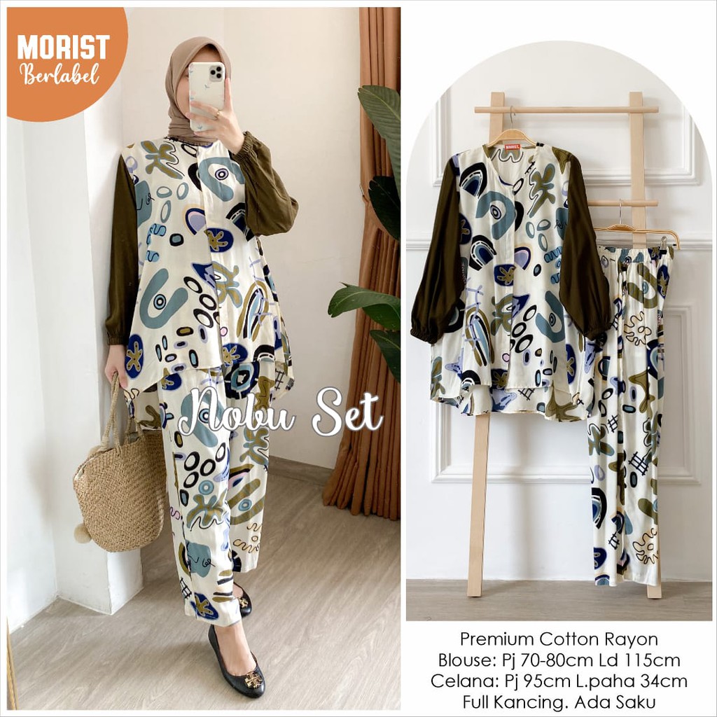 Nobu Tunik Set Pants Premium Cotton Rayon Original Morist