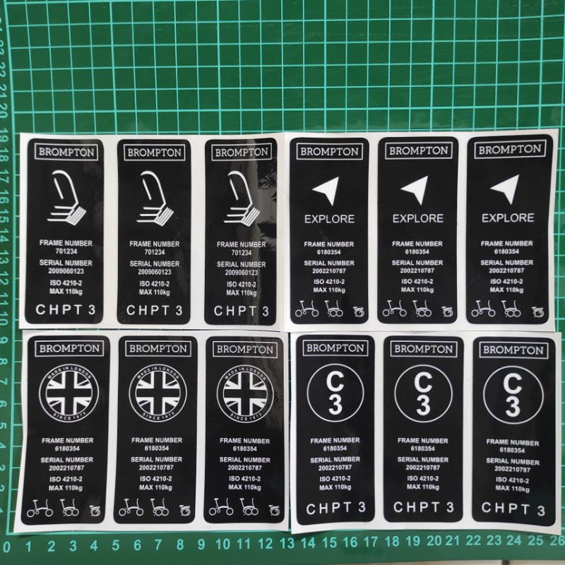 STICKER BROMPTON NOMOR SERI BROMPTON STIKER SEPEDA DECAL STICKER BAHAN HIGH QUALITY WATERPROOF
