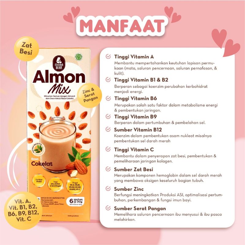 MAMA BEAR - ALMON MIX ECER SATUAN - BOOSTER ASI - SUSU ALMOND - PELANCAR ASI