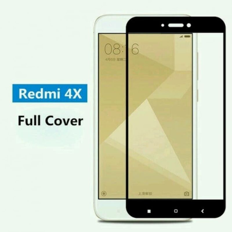 Tempered Glass Xiaomi Redmi 4X Full Cover Warna 5D / 6D / 9D  - Hitam