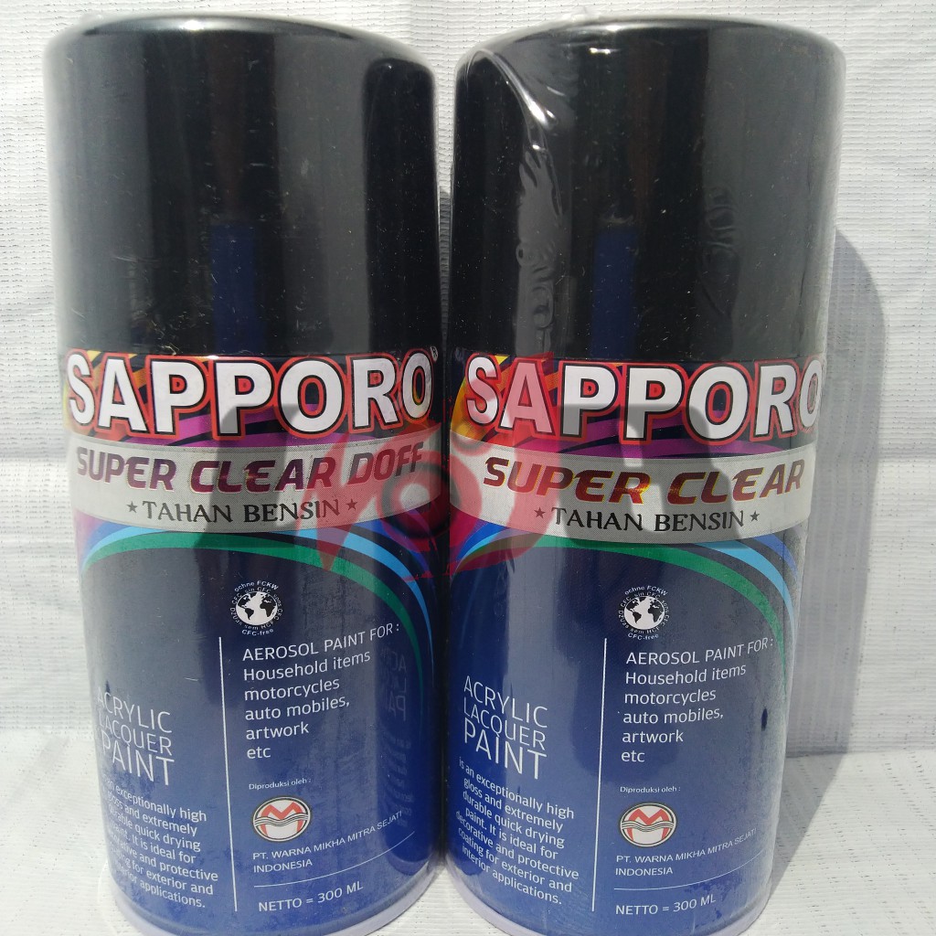 Sapporo Super Clear Gloss atau Doff Cat Semprot Pylox Saporo Paint Tahan Bensin