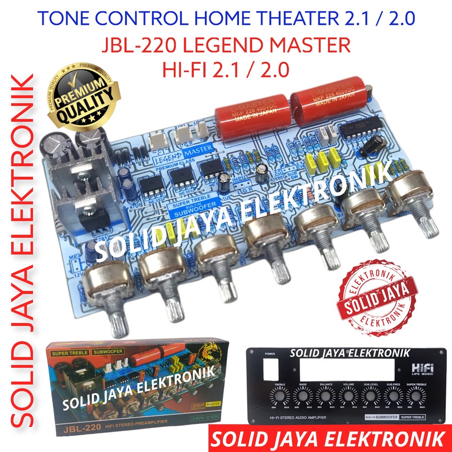 KIT TONE CONTROL STEREO 2.1 2.0 JBL220 HOME THEATER HI FI STEREO PREAMP PRE AMP CONTROL STEREO KONTROL AKTIF ACTIVE 2.1 PLUS PANEL JBL 220 JBL-220 TONE CONTRROL HOME THEATER 2.1 JBL-220 PLUS PANEL LEGEND MASTER ASLI ORIGINAL ORI