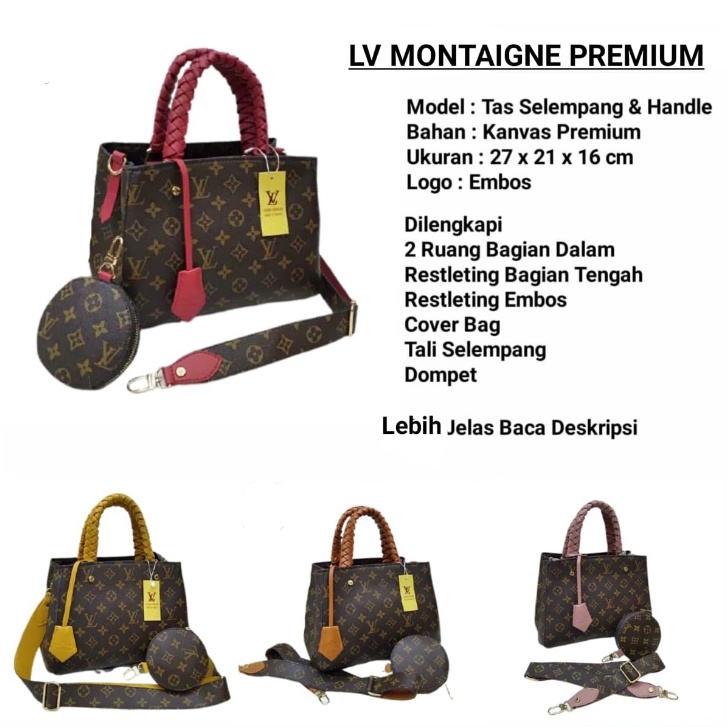 TAS LV MONTEKNO IMPORT SET DOMPET BULAT PREMIUM | TAS SELEMPANG WANITA MONTAIGNE KEPANG IMPORT