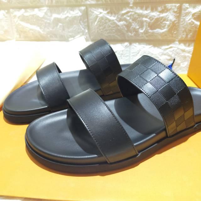 Sandal lv motif damier mirror quality slippers lou is vuitton