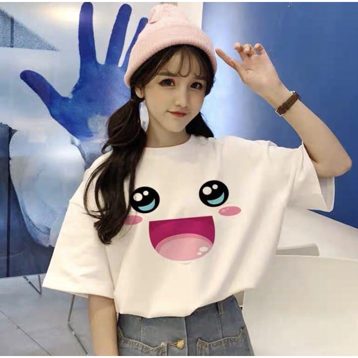 MYSTIQUE.ID-BAJU KAOS FACE CUTE T-SHIRT LUCU DAN AESTHETIC