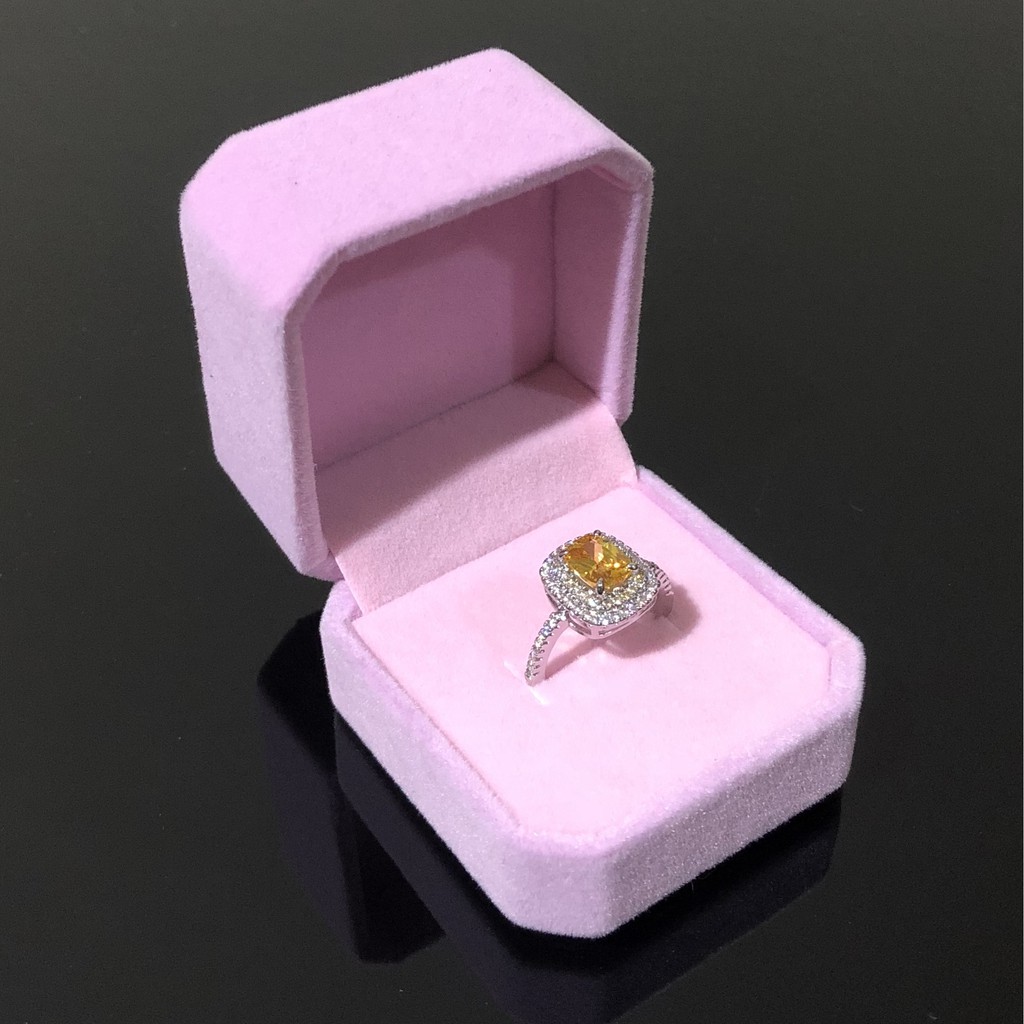 Kotak Cincin Anting Box Bahan Bludru Velvet Abu Abu Merah Pink Biru - BX003