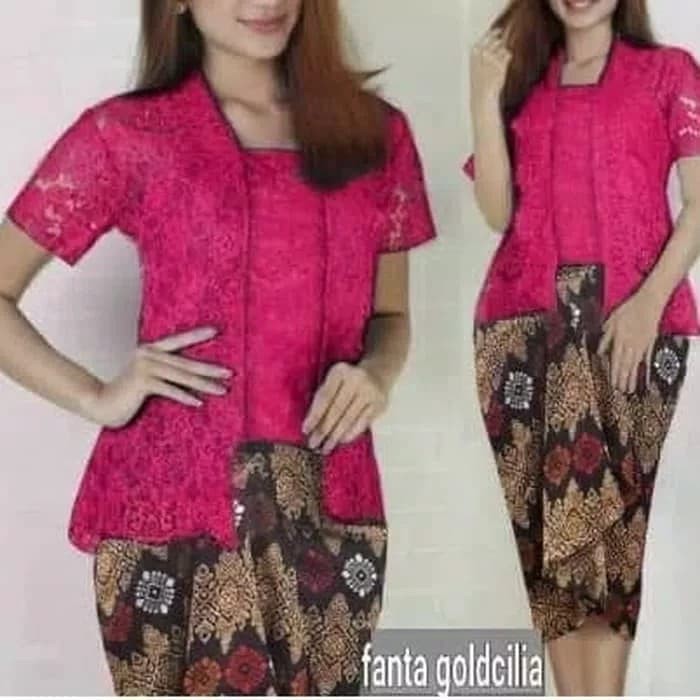 kebaya brukat pendek motif trendy