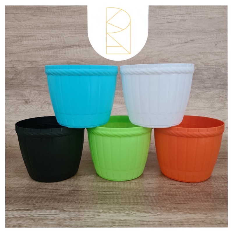 Pot Casaba 18 Lemony Plastik Tanaman Bunga Putih/Warna Taman Kecil