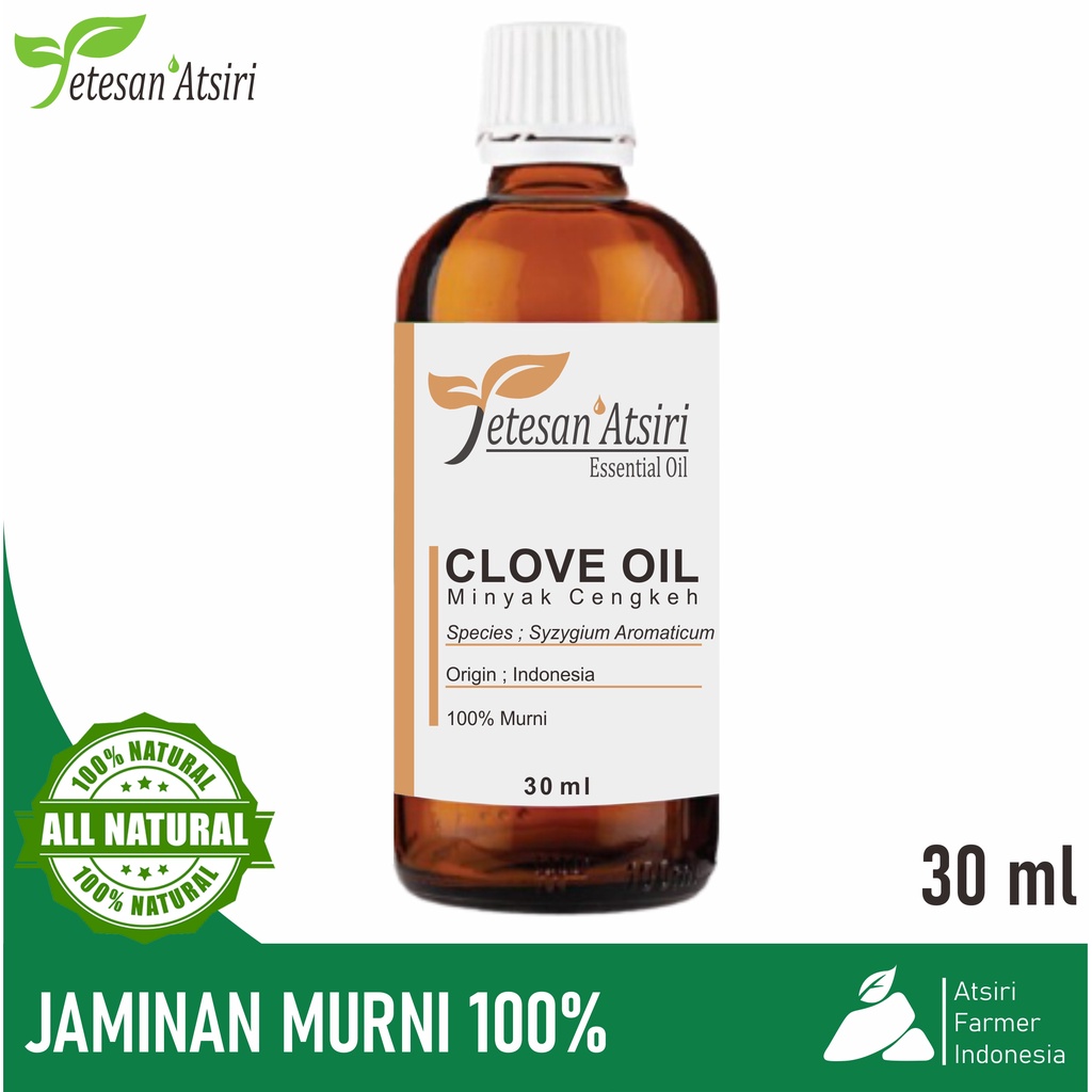 30ml pure essential oil clove - cengkeh clove essential esensial essensial oil aromatherapy aromaterapi diffuser pewangi pengharum ruangan humidifier oil burner minyak cengkeh asli murni obat sakit gigi minyak cengkeh murni penyulingan tanpa campuran