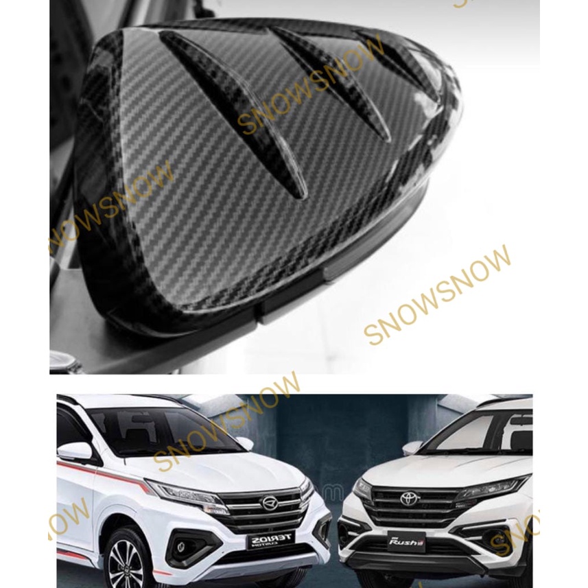 Cover Spion Rush Terios 2018 2021 2022 UP Hitam Chrome Carbon