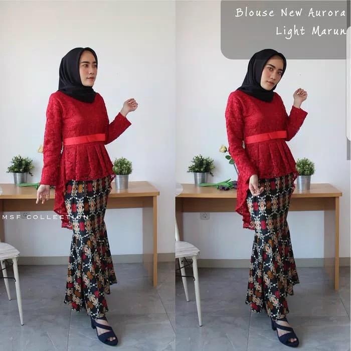 SB Collection Stelan Kebaya Zuia Blouse Brukat Pita Dan Rok Duyung Maxi Jumbo Batik Wanita