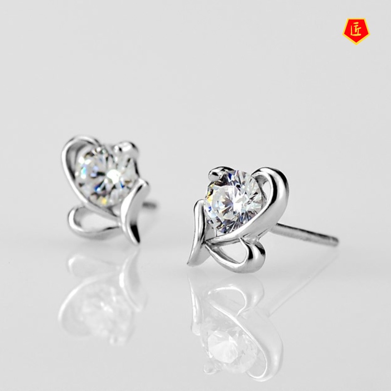 [Ready Stock]Women's Creative Heart-Shaped Diamond Study Earrings