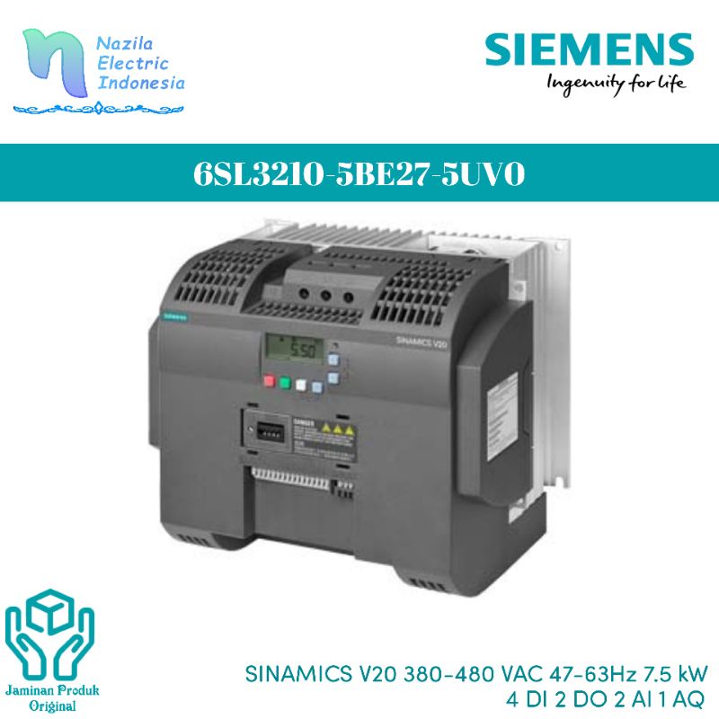 Siemens Sinamics 6SL3210-5BE27-5UV0 V20 7.5kW 3P 380-480V Inverter