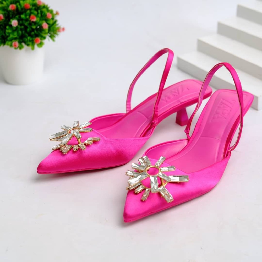 [7.7 Boombastis Sale⚡] - SEPATU WANITA PESTA ZS483 SLING BACK HEELS PREMIUM IMPORT