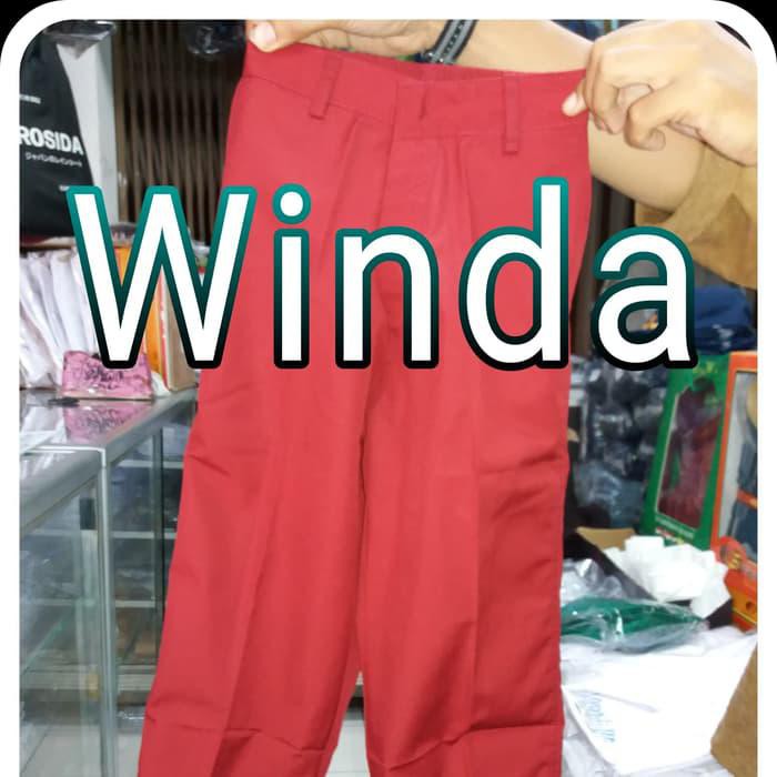 SERAGAM SEKOLAH WINDA CELANA PANJANG KARET SD NO. 3-14 - No 3-4-5- Merah bergaya