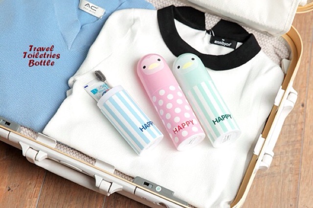 Travel toiletries bottle botol HAPPY tempat sikat gigi buat traveling ok  good quality