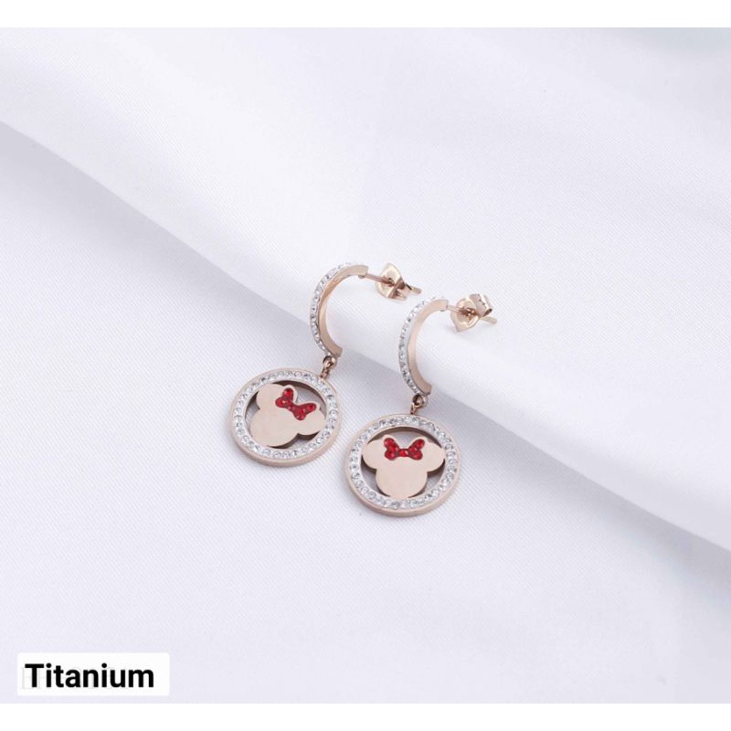 Anting Mickey Titanium Anak Anti Karatan Tidak Alergi