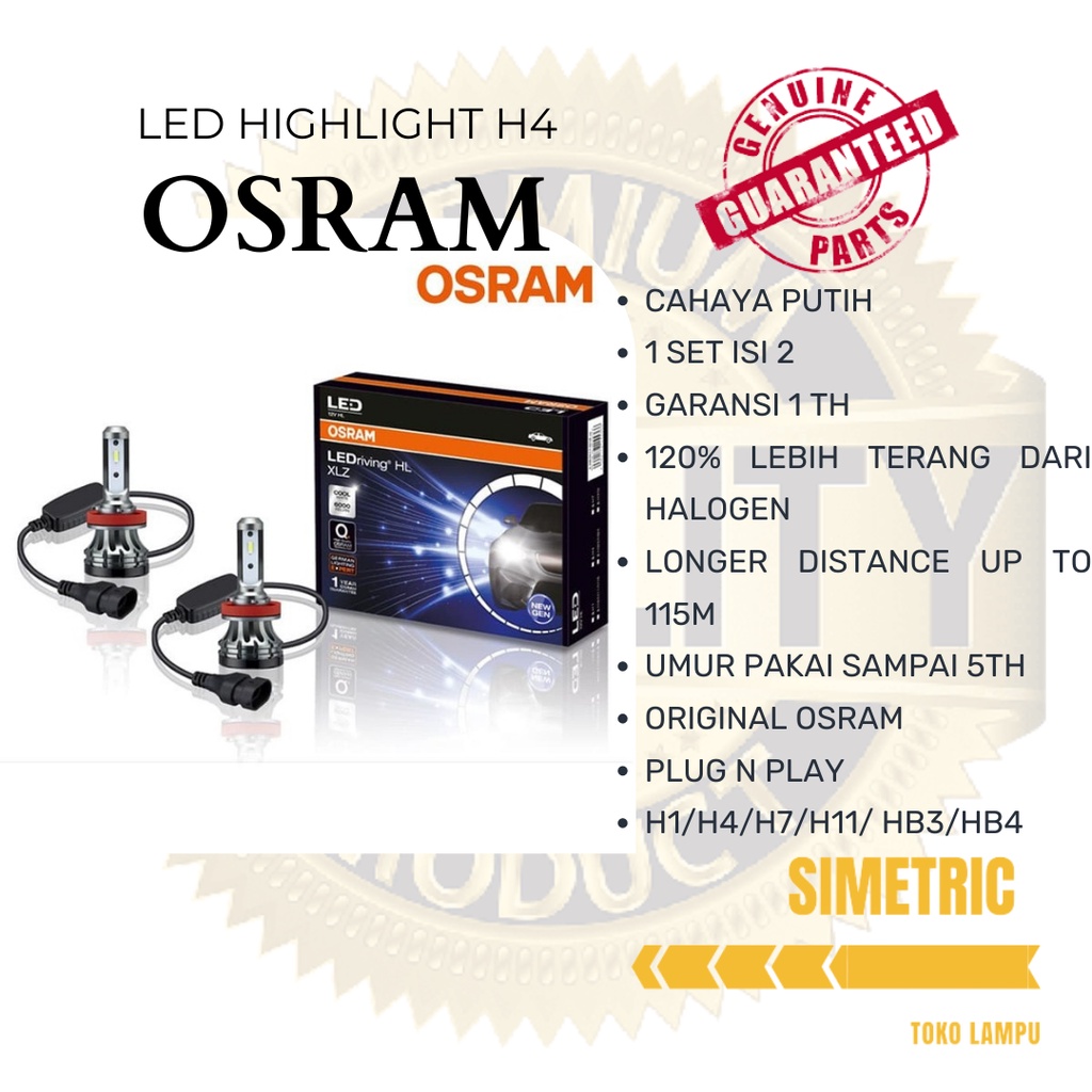 Lampu Led Mobil H4 H11 H7 H16 Hb3/Hb4 Original Osram Led Next Level Lampu Depan Mobil Garansi Resmi 