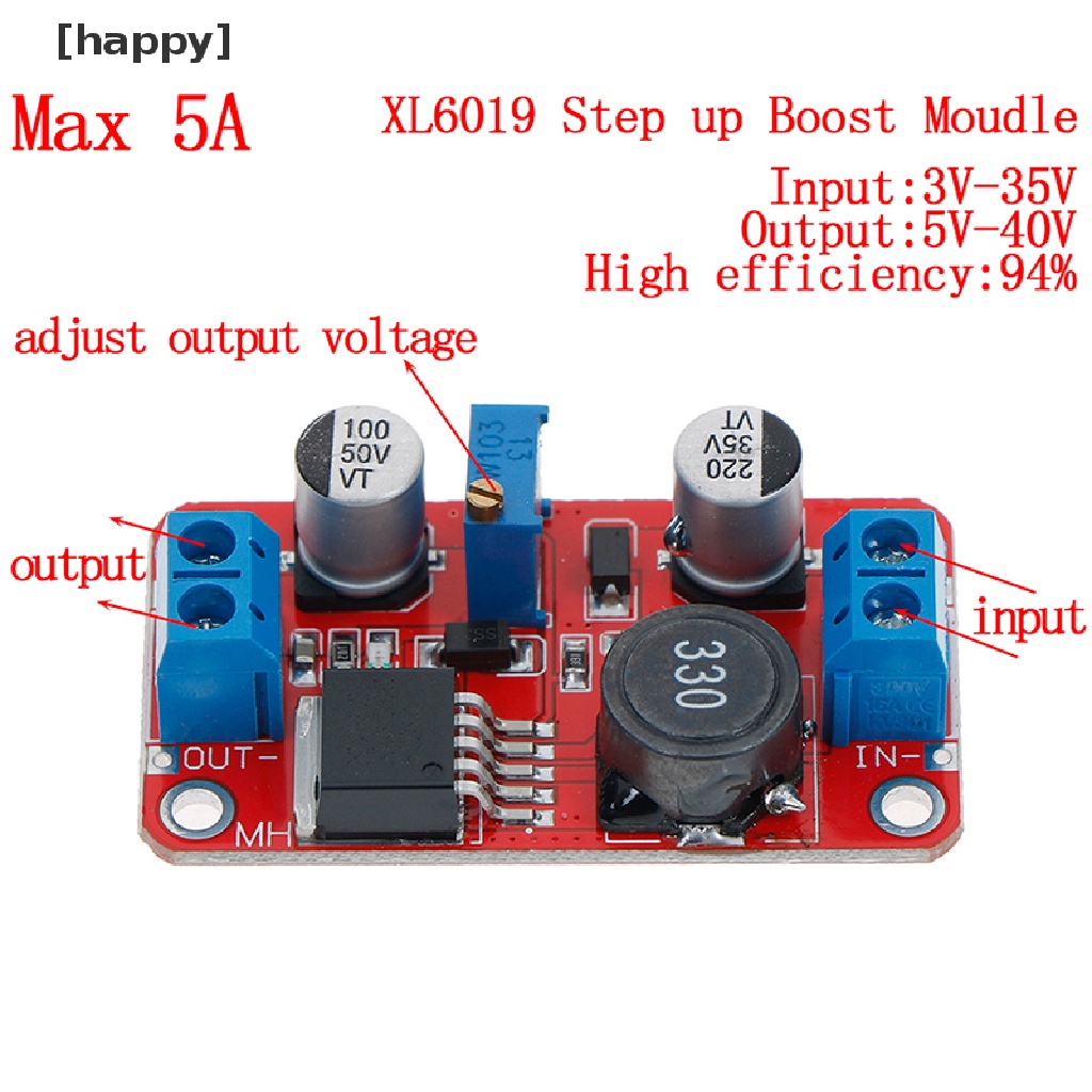 Ha Modul Power Step Up 5a Dc-Dc 3.3v-35v Ke 5v 6v 9v 12v 24v Id