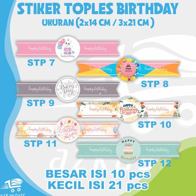 

Sticker Toples Birthday - Stiker toples kue kering -stiker Ulang tahun