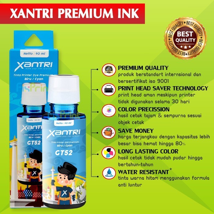 Tinta Refill Premium Xantri GT52 T53 Printer GT5810 GT5820 115 310 450