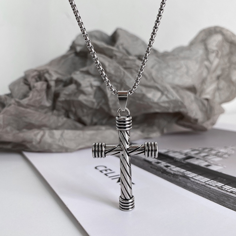 Kalung Rantai Desain Spiral Silang Untuk Aksesoris Perhiasan Sweater Pria Dan Wanita