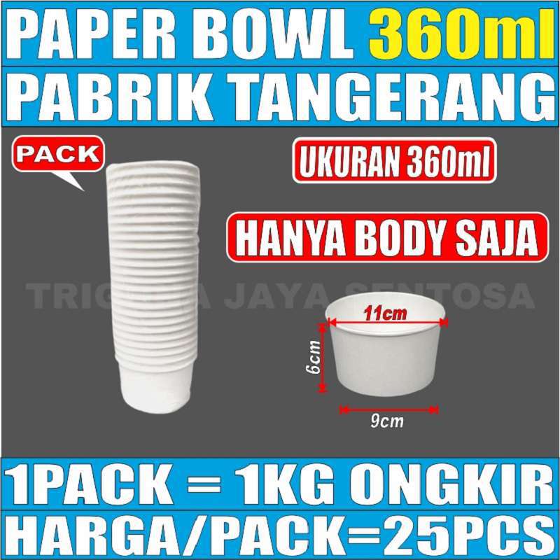 Paper Bowl Tebal 360ml Per Pack 25pcs Mangkuk Tahan Microwave Mangkok Kertas Tahan Panas 360 ml