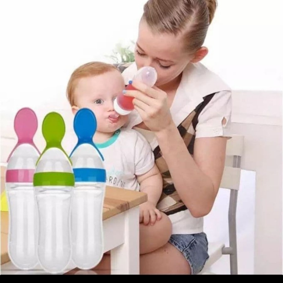 Botol Dot Sendok Makan Bayi Silikon Bpa Free Perlengkapan Ibu Baby new