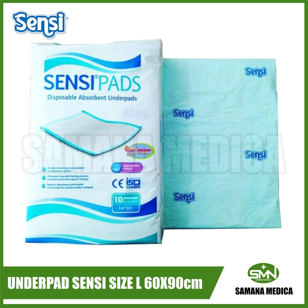 UNDERPAD Under Pad alas ompol SENSI PAD SIZE L 60X90 cm isi 10 Pcs PREMIUM