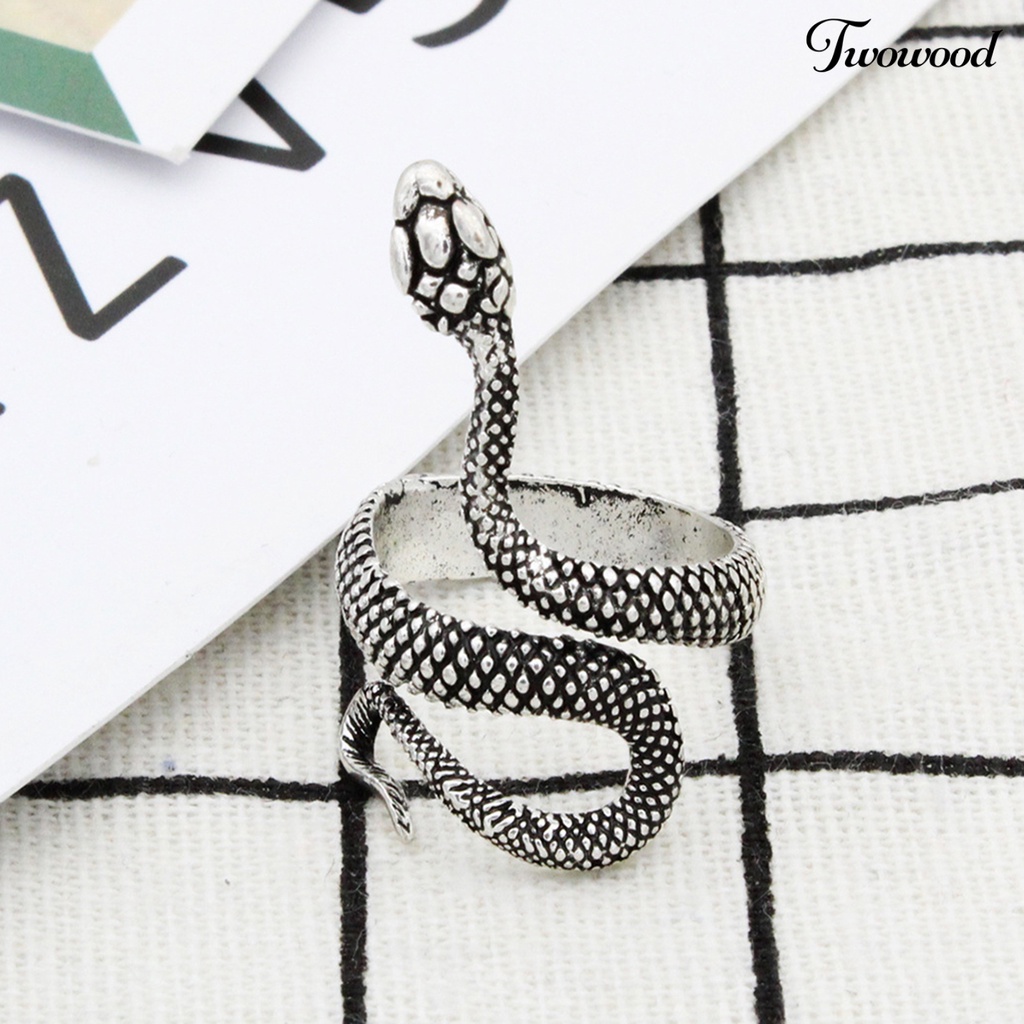 Cincin Bentuk Ular Bahan Alloy Adjustable Untuk Perhiasan