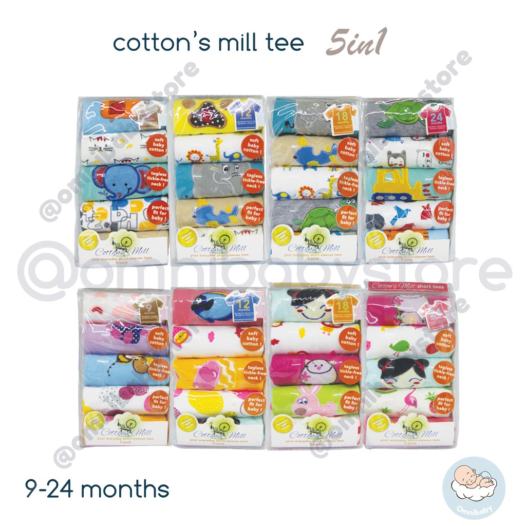 cotton's mill kaos lengan pendek bayi laki-laki/ bayi perempuan 5in1 (SNI)