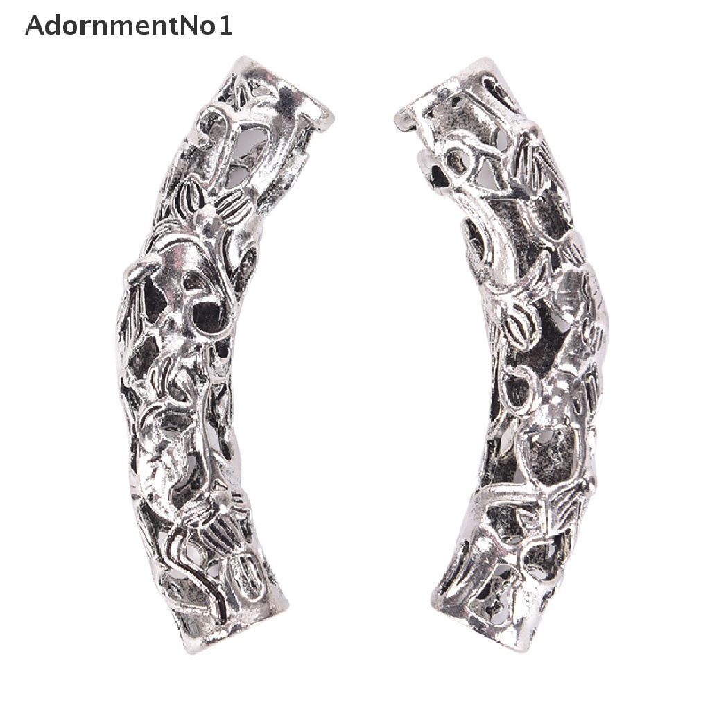 (AdornmentNo1) Manik-manik Viking Cuff Silver Tibet Untuk Aksesoris Rambut Gimbal / Jenggot