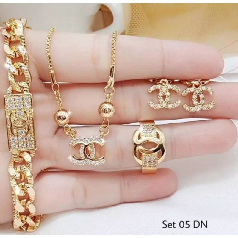 SET PERHIASAN DEWASA CHA DARI UANG KOIN LOGA !! ANTI KARAT ANTI LUNTUR !!  MAS 24 K