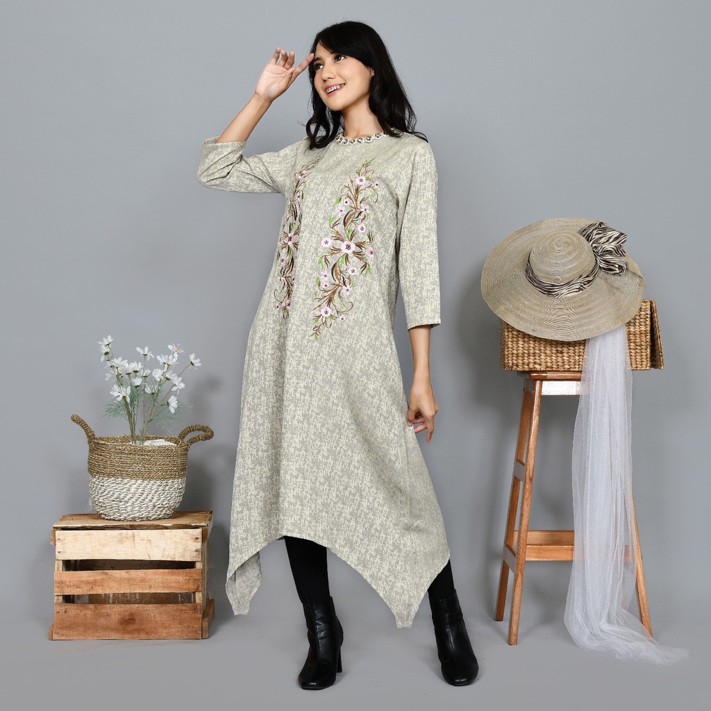 Versail Baju Muslim Tunic Wanita Brown Marocco PO29 | Muslim Couple Keluarga